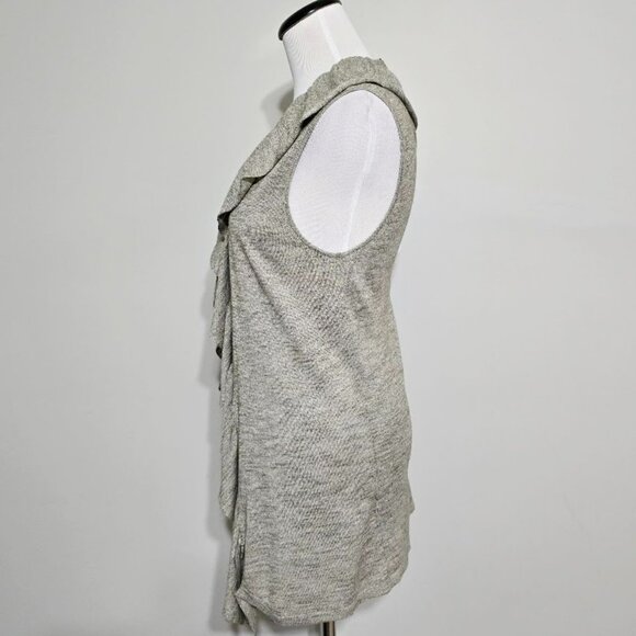 Lafayette 148 New York Womens M Heathered Open Front Sleeveless Cardigan Sweater - Picture 5 of 11